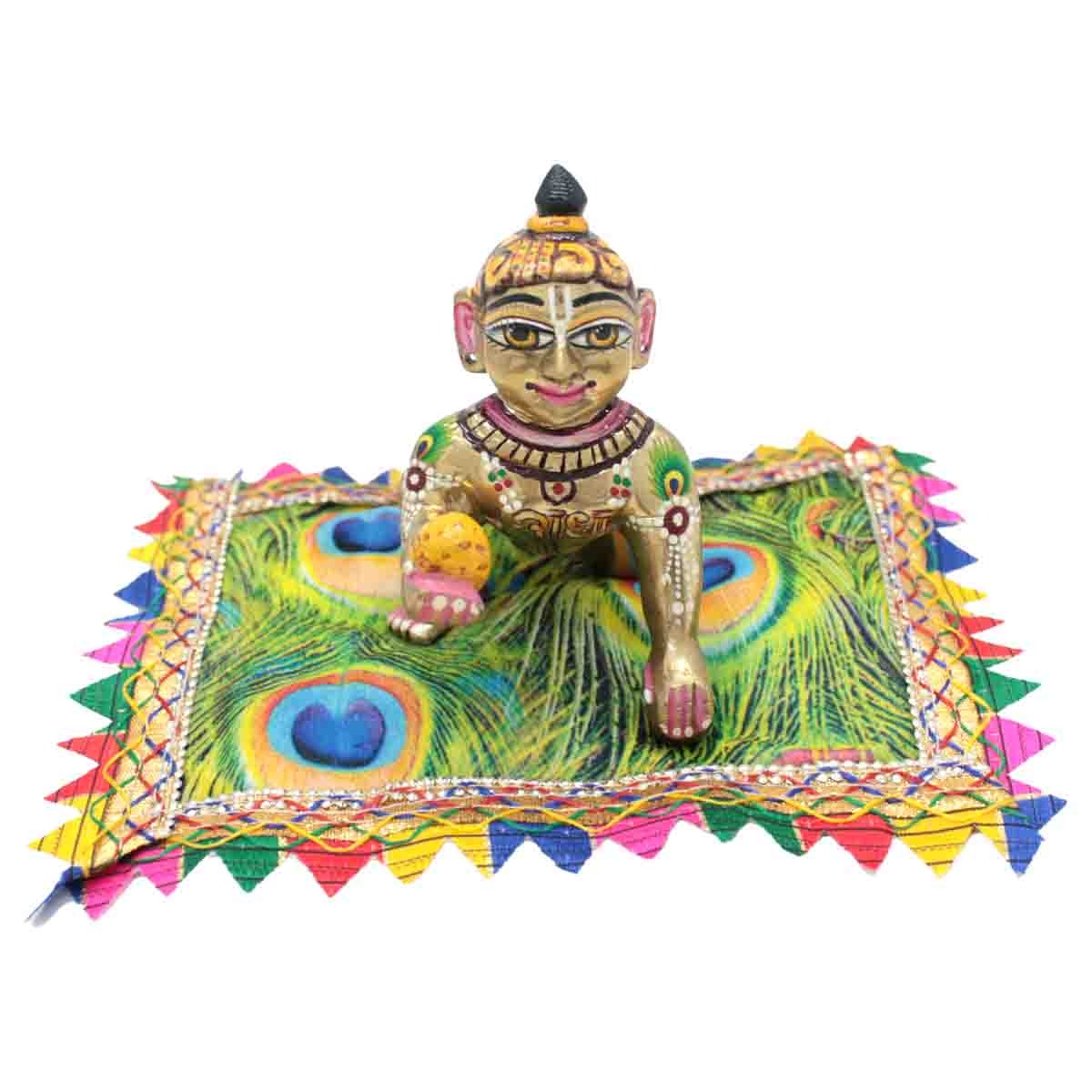 Peacock printed Aasan for Laddu Gopa ji 